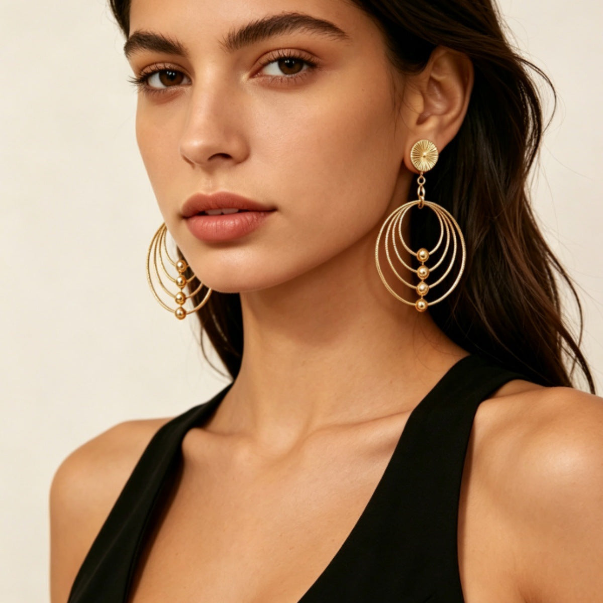 Multi-Layer Geometric Bead Drop Earrings