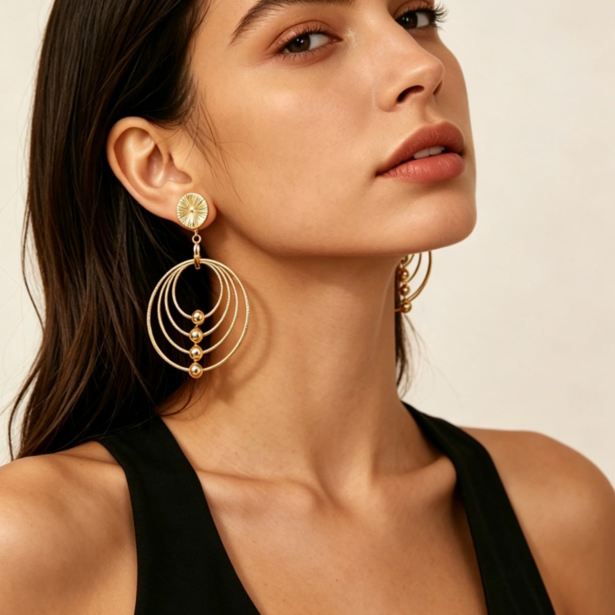 Multi-Layer Geometric Bead Drop Earrings