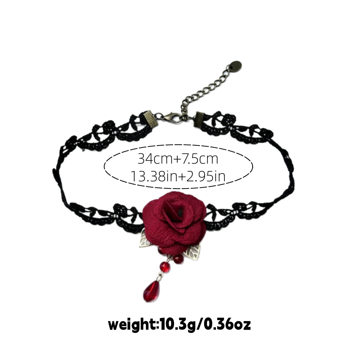 Vintage Red Rose Lace Choker Necklace