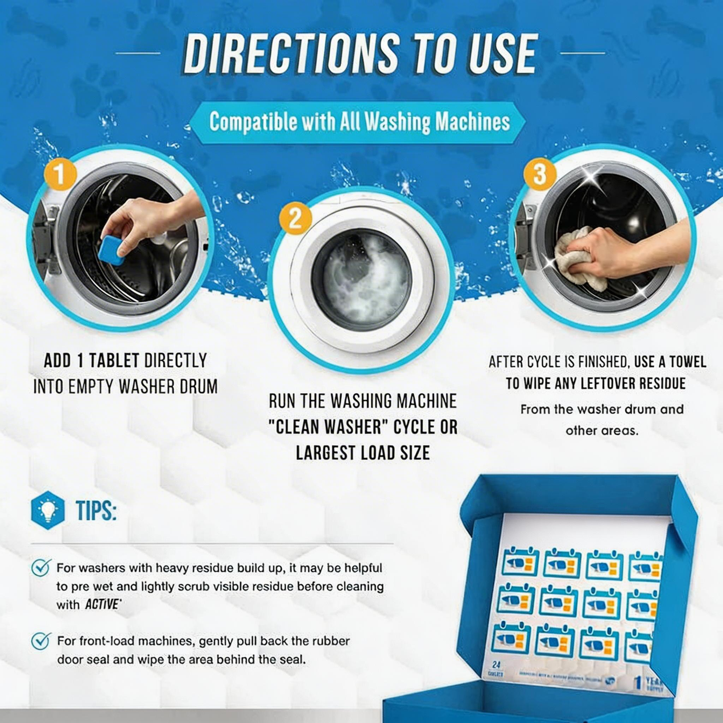 🔥Eco-Friendly Washing Machine Cleaner Fights Pet Odors & Hair Build-Up for Fresh Clean Machines